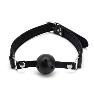 Mordaça Bola Gag — Com Regulagem Ajustável em Couro Sintético e Bola Flexível