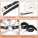 Trinity Bond - Kit BDSM 3 em 1 de Restrição Corporal com Coleira, Algemas e Cinto de Coxa