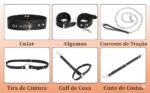 Trinity Bond - Kit BDSM 3 em 1 de Restrição Corporal com Coleira, Algemas e Cinto de Coxa