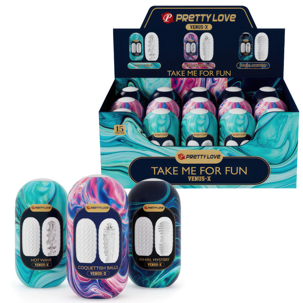 Kit Masturbador Ovo Big Egg Vênus X Pretty Love Unissex - Display com 15 Unidades