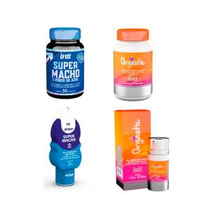 Kit Libido do Casal - Super Macho Gel, Super Macho Cápsulas, Orgastic Gel, Orgastic Cápsulas