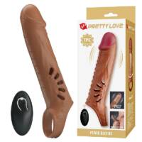 Pretty Love Capa Peniana Extensora com Anel para Escroto 12 Vibrações e Controle Remoto Pretty Love Capa Peniana Extensora com Anel para Escroto 12 Vibrações e Controle Remoto