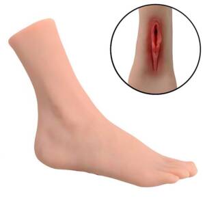 Masturbador Masculino Cyberskin em Forma de Pé com Vagina - 21,5 x 7,0cm